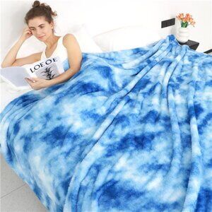 Blue Throw Blanket Soft Plush Fleece Cozy Couch Sofa Bed Warm Decorative Gift